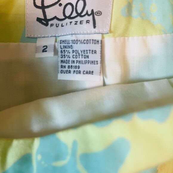 Lilly Pulitzer Green and Blue Mini Pencil Skirt Resort Wear - Picture 3 of 6